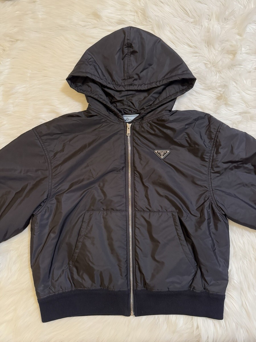 Prada Hooded Re Nylon Blouson Jacket Full Zip Navy Blue Prada Hooded Re Nylon Blouson Jacket Full Zip Navy Blue