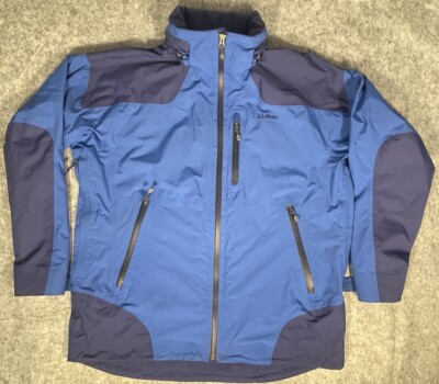 #ad LLBean Jacket Full Zip Mens Size LG Tall Blue Zip In Hood Vented Pockets Outdoor $34.87
