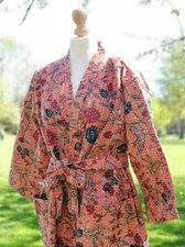 Floral handmade kantha jacket Japanese kimono style Floral kantha robe