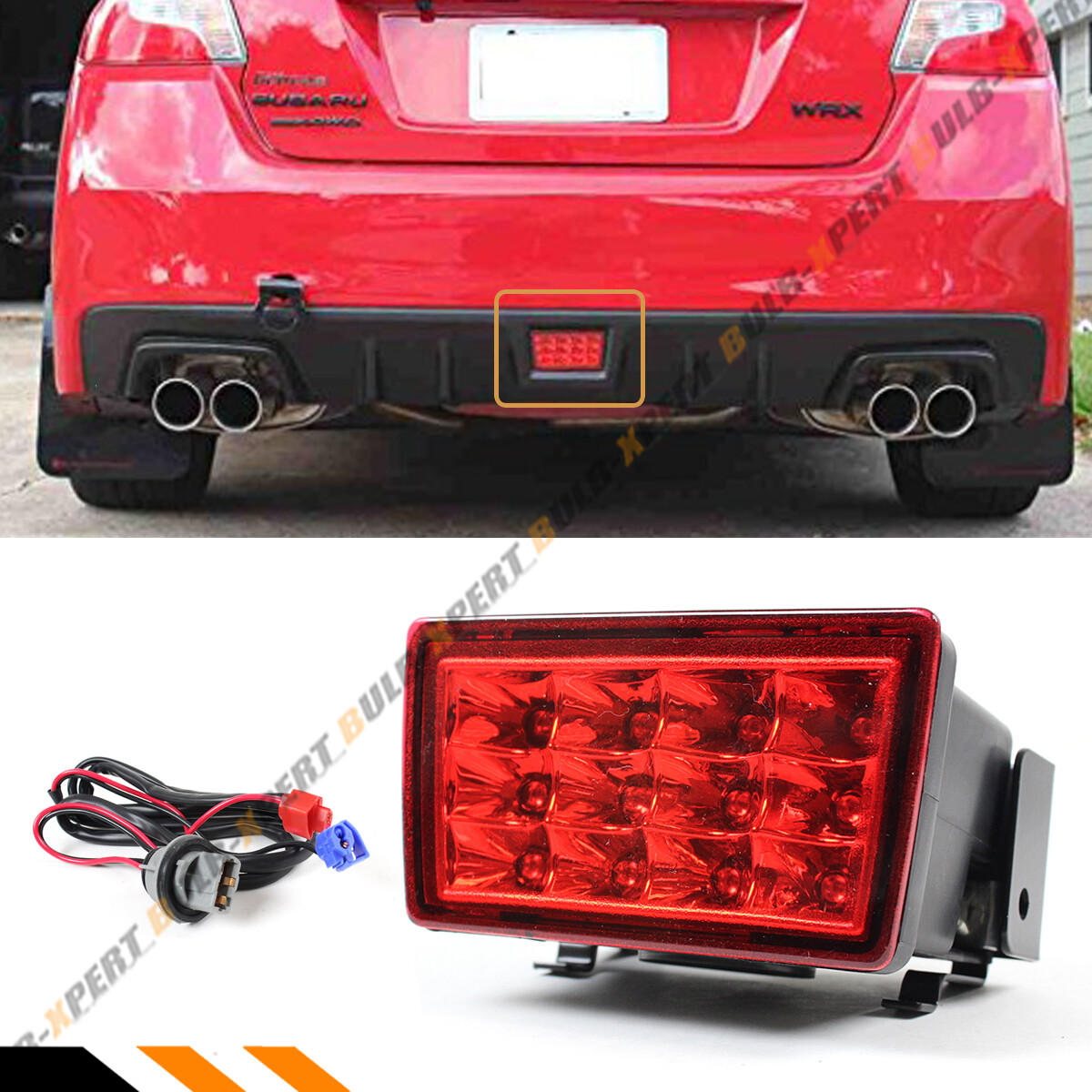 FOR 11-17 SUBARU WRX STi RED REAR BUMPER LED BRAKE LAMP W/ BRACKET