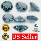 Loose Round Cut Aquamarine CZ Stone Single Light Blue Cubic Zirconia Birthstone