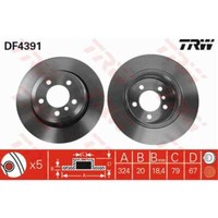 Trw 2X Bremsscheibe Hinten 324 BelüFtet FüR Bmw 7Er E65 E66 E67 DF4391