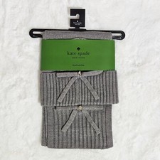 Kate Spade Beanie Hat Scarf Set Heather Grey Bow Knit Minimalist Outdoor
