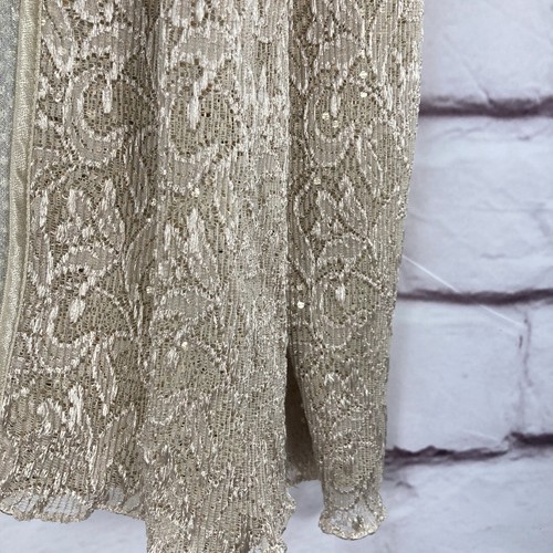R&M Richards by Karen Wong Jacket Womens SZ 16 Sparkle Holiday Cream Open Front - Picture 3 of 11
