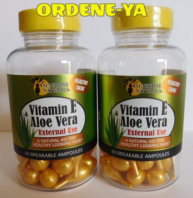 Vitamin E & Aloe Vera 120 Ampules Natural AID for Healthy Looking Skin