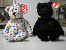 Vtg 2 TY Beanie Baby "Ty 2K" and "The End" Original Tags with errors
