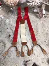 Rare Christmas TRAFALGAR: Solid Red Leather Ivory Suspenders