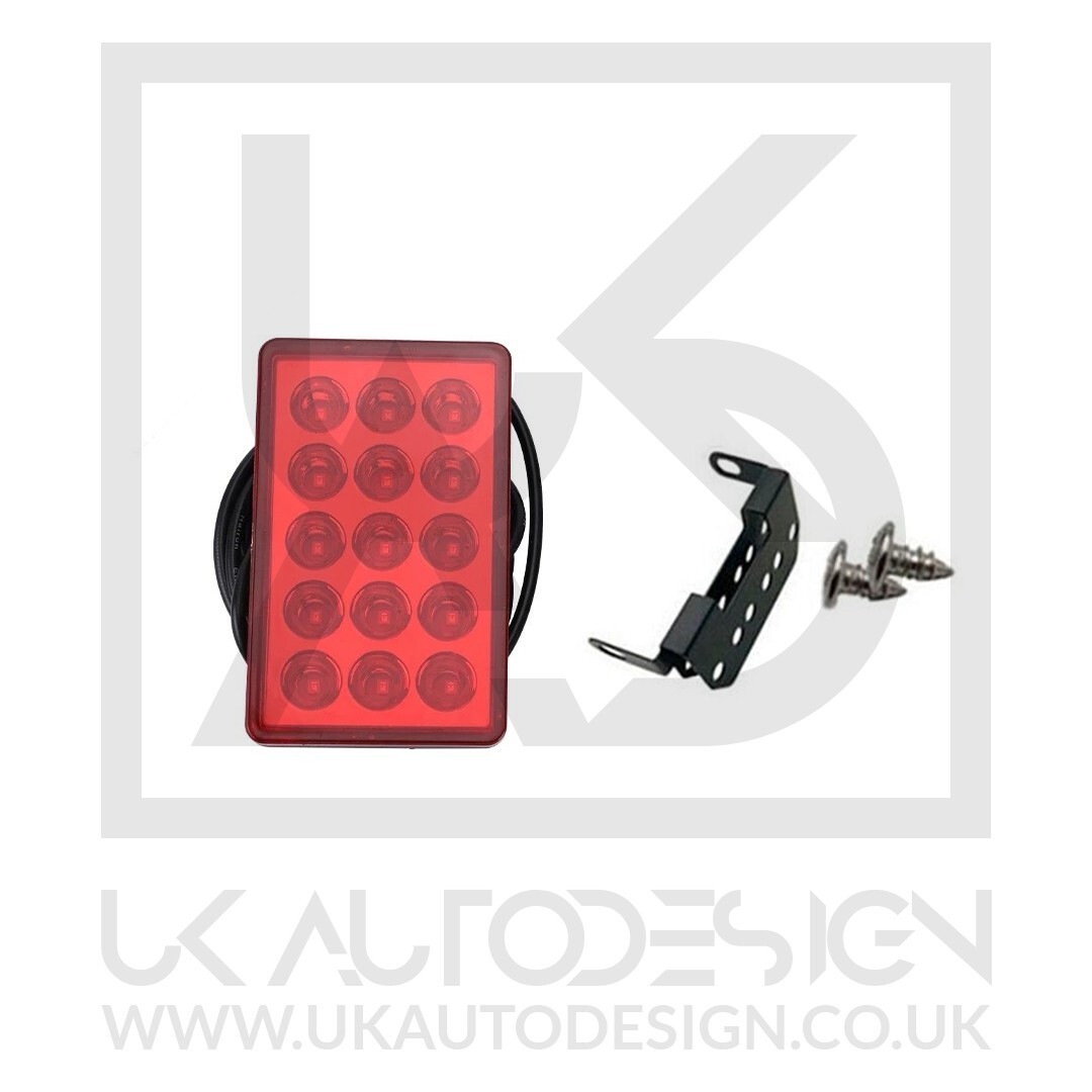 Universal F1 Rectangle Strobe Flashing Red 15 LED Brake Light Audi BMW