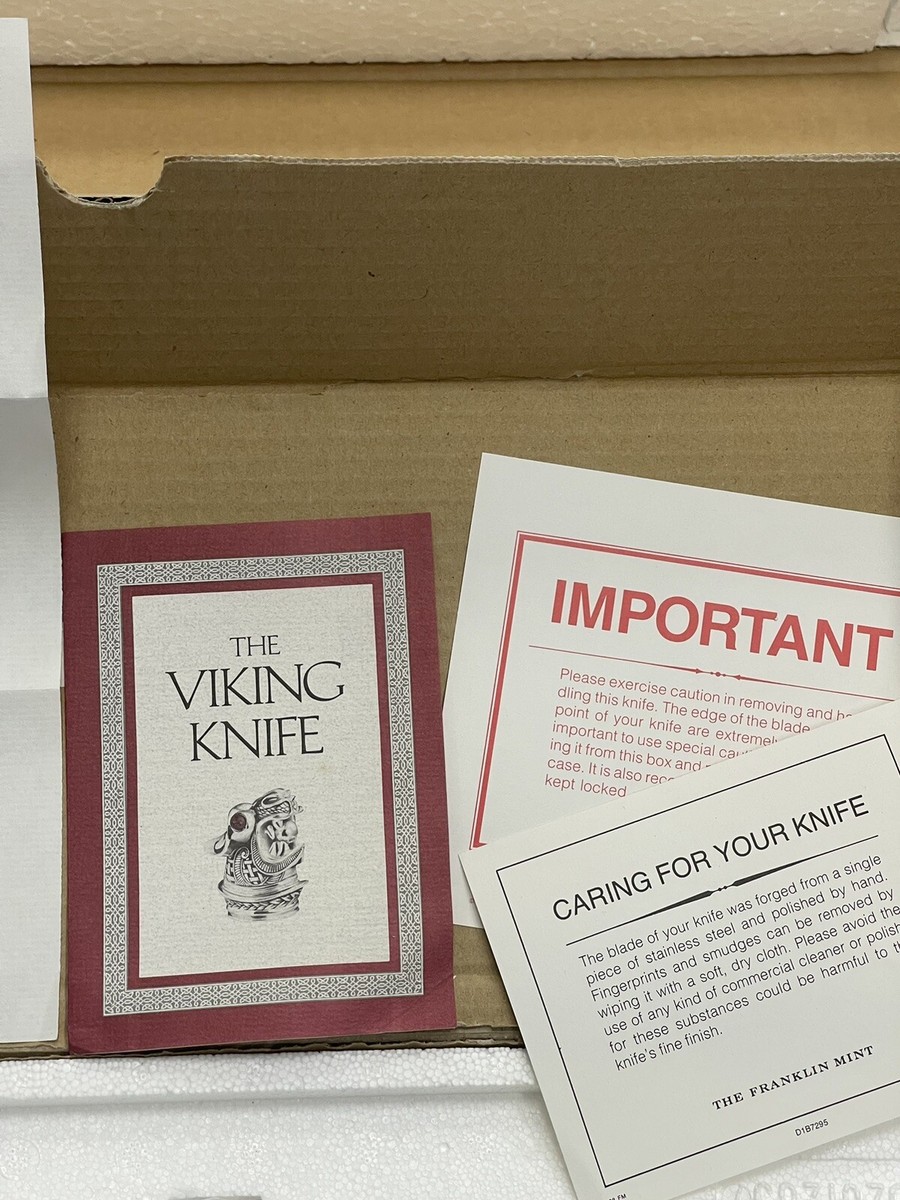 NIB Rare Franklin Mint 1988 The Viking Dragon Knife Dagger w