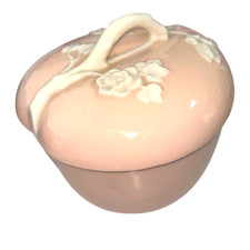 Vintage Lenox Light Pink Dish Heart Shaped with lid, Green label, Made in USA,