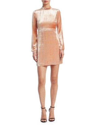 A.L.C. NEW GEMMA Mock Neck Long Sleeve Velvet Cocktail Dress In Rose Size 8 $575