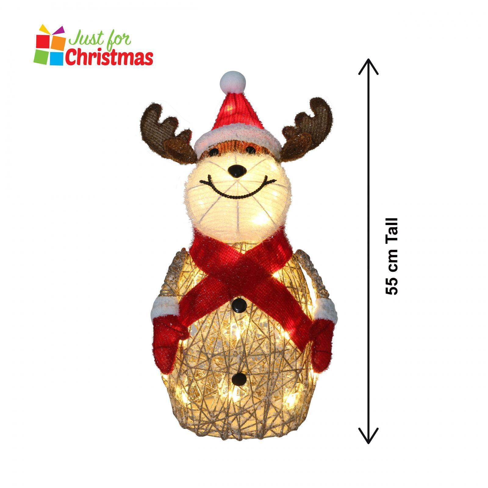 LED Glitter Santa Reindeer Christmas Figurine LightUp Xmas Lamp Decor