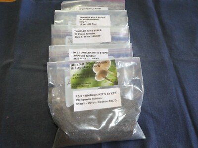Rock Tumbling Grit Kit # 20-5 for a  20 lb. Tumbler-- 5 Step polishing process  