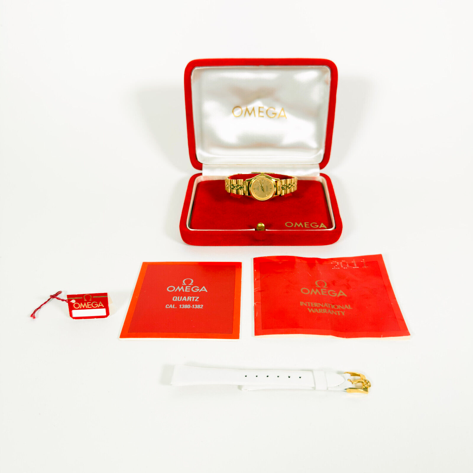 OMEGA Seamaster 5960044 BREST 18K Gold Plated Ladies Watch with Gold Dial 1983 Set