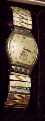Vintage 1940s Mens Benrus Art Deco Watch Kreisler 10KT G.F. tops Band AS IS