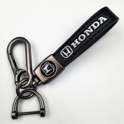 Auto Leder Schlüsselanhänger Lanyards für Honda Embleme Keyring Metall Schwarz - Bild 1 von 2