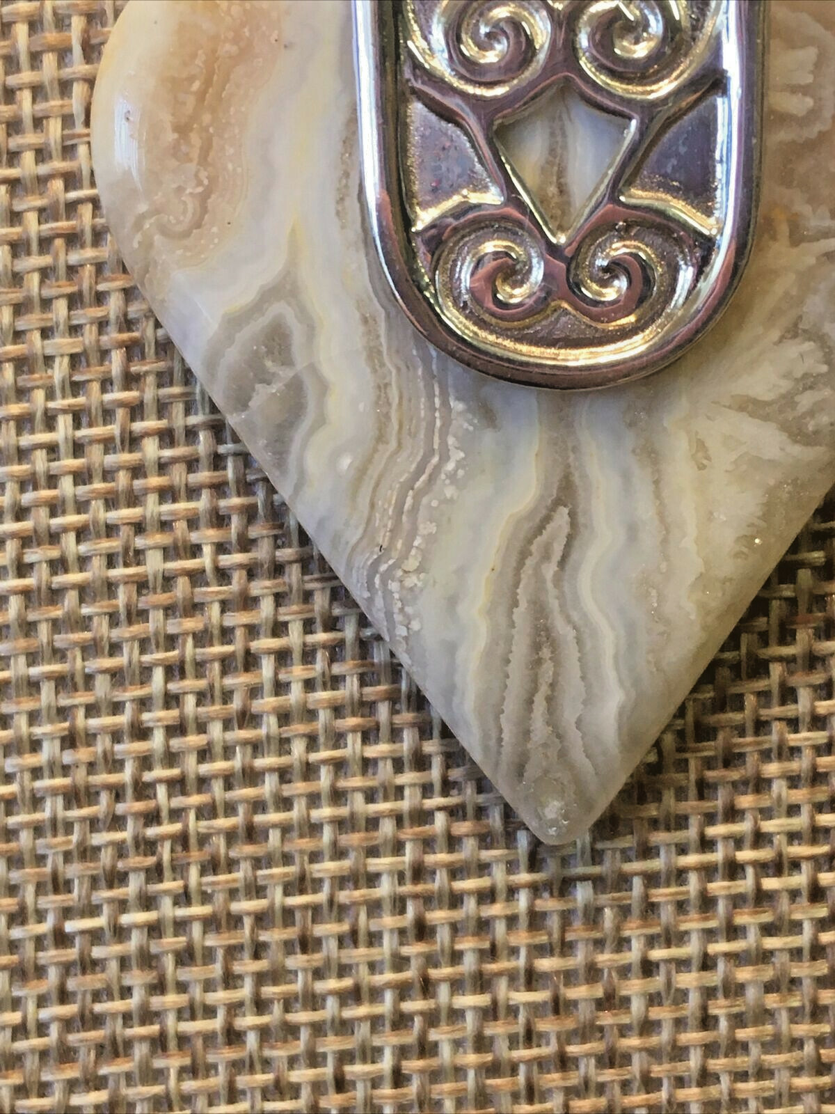 Jay King Java Lace Agate and Sterling Silver Pendant and Beaded ...