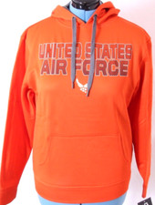USAF US Air Force Fleece Pullover Sweatshirt Orange Hooded sweatshirt Women's M