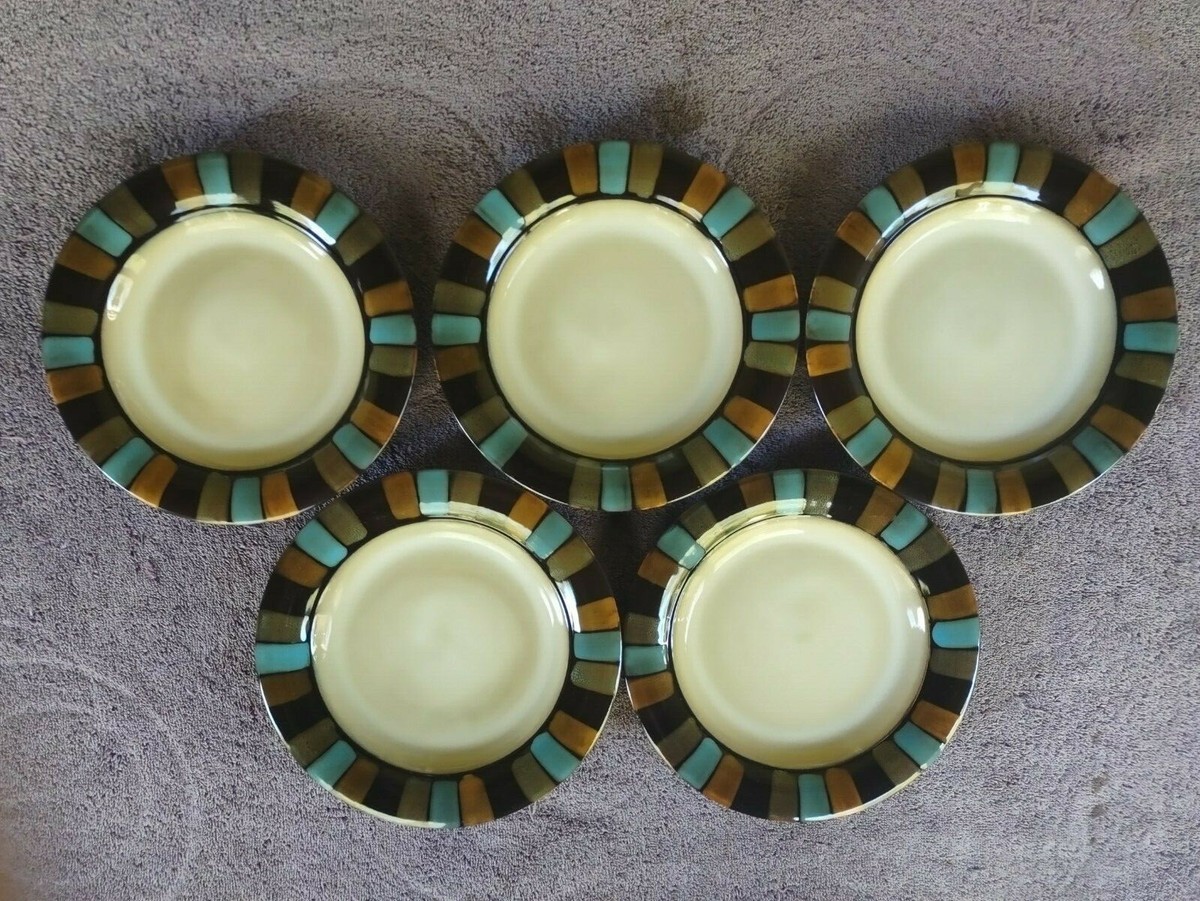 Pfaltzgraff Cayman Salad Plates Tan Blue