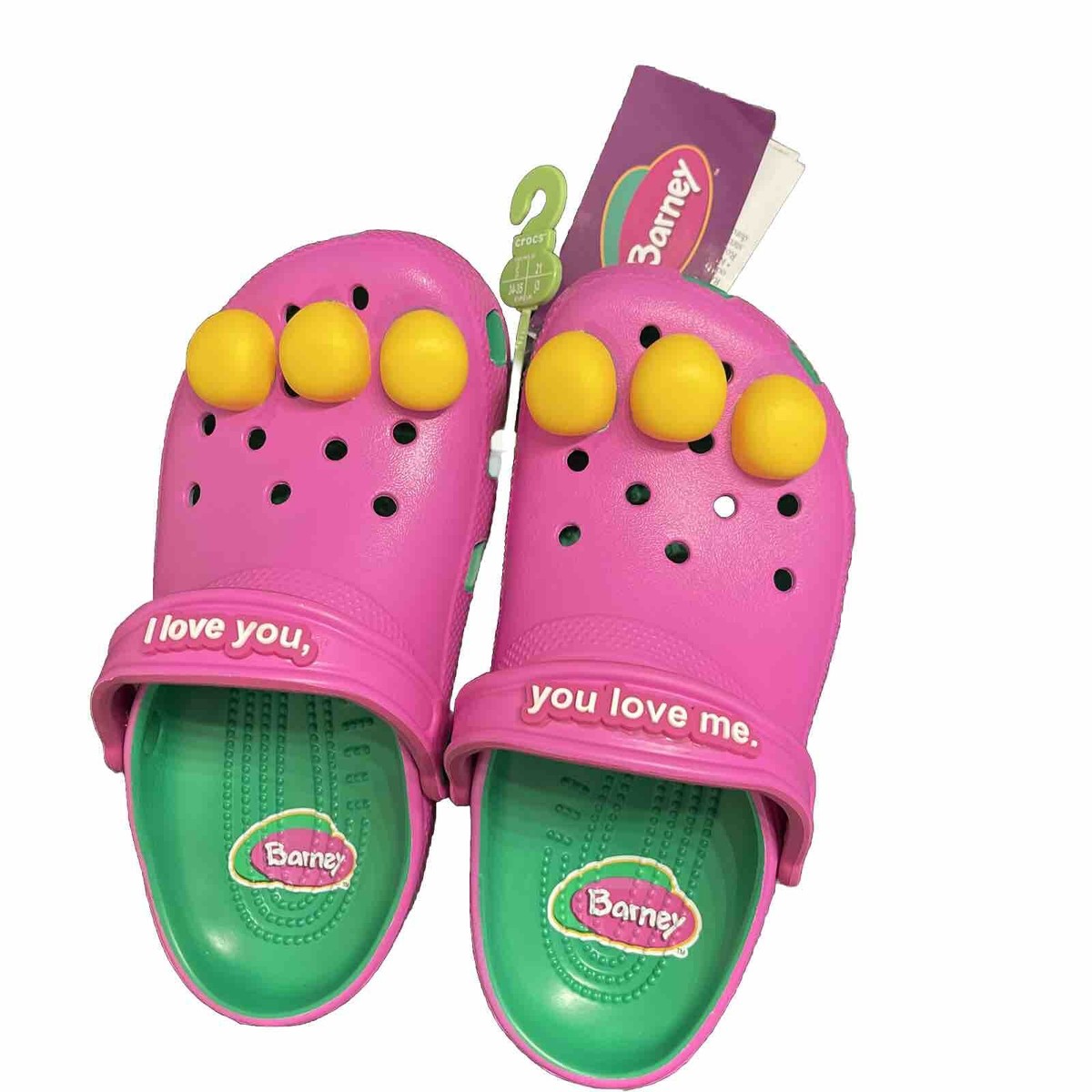Barney Crocs Classic Clogs Barney Jr Shoes Sz J3 Limited  display picture 3