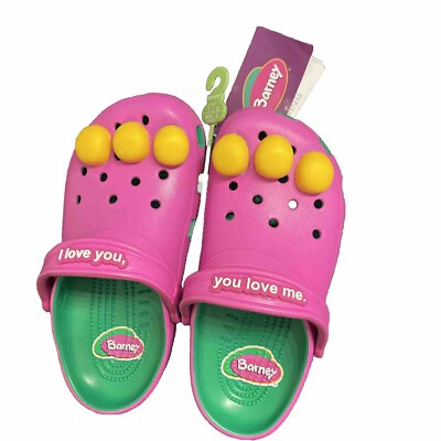 Barney Crocs Classic Clogs Barney Jr Shoes Sz J3 Limited Edition