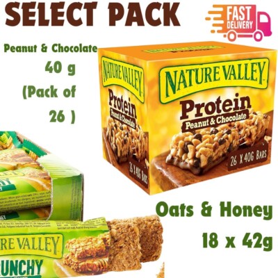 Nature Valley Protein Peanut Chocolate-Oats Honey Gluten Free Cereal  Bars UK