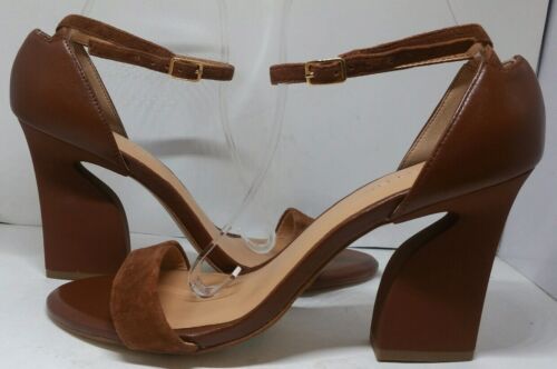Halston Heritage Mandi Embossed Brown Leather/Suede Sandal Sz 9M MSRP $365 - Picture 2 of 10