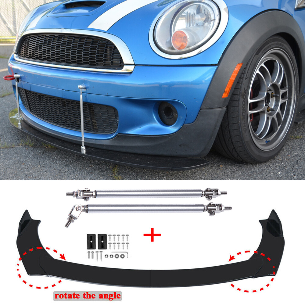 Front Bumper Lip Splitter Spoiler + Strut Rods For Mini Cooper S