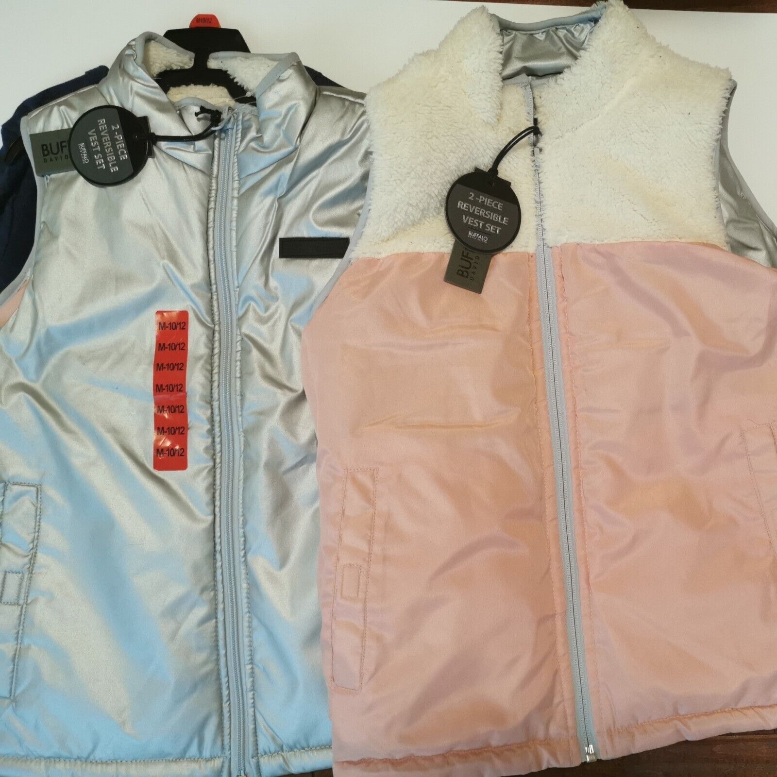 Buffalo David Bitton New Silver 2 pc Puffer Vest & Shirt Women’s Sz M 10-12