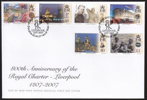Isle of Man 2007 FDC Liverpool Royal Charter 800th Anniversary