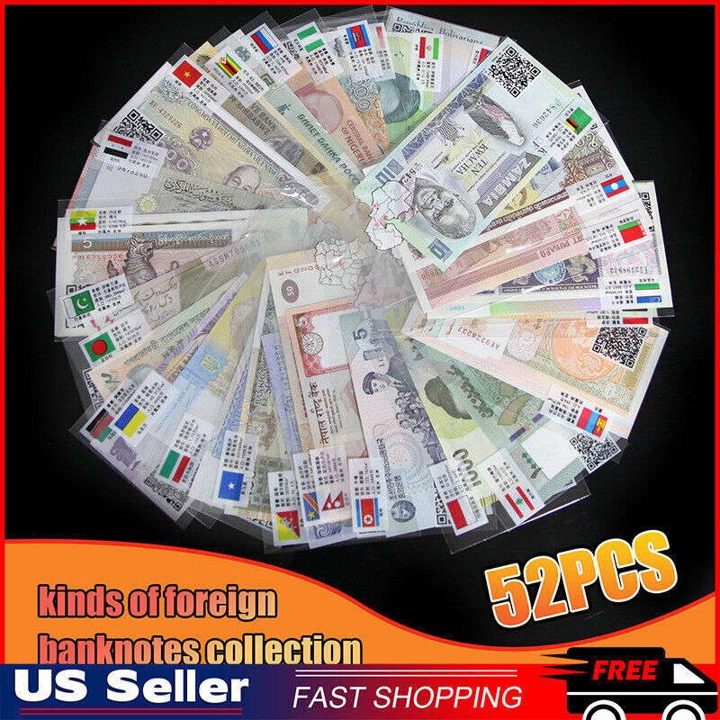 50 Pcs Different Foreign World Banknotes Flags 25 Country Paper Money 50 Pcs Different Foreign World Banknotes Flags 25 Country Paper Money