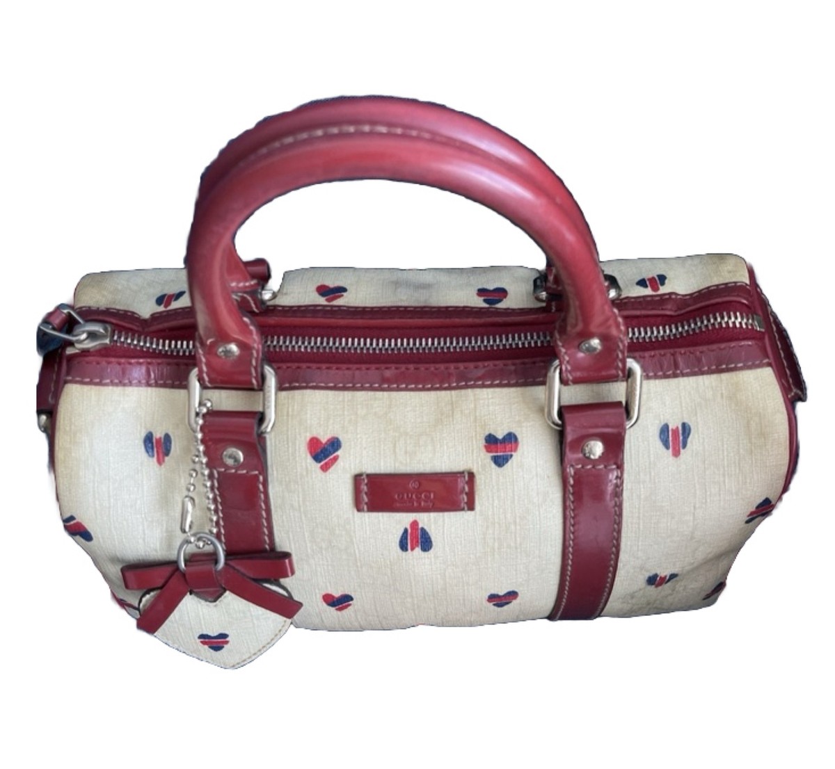 Gucci GG Supreme Hearts ❤️💙Canvas Small Joy Boston Bag | eBay
