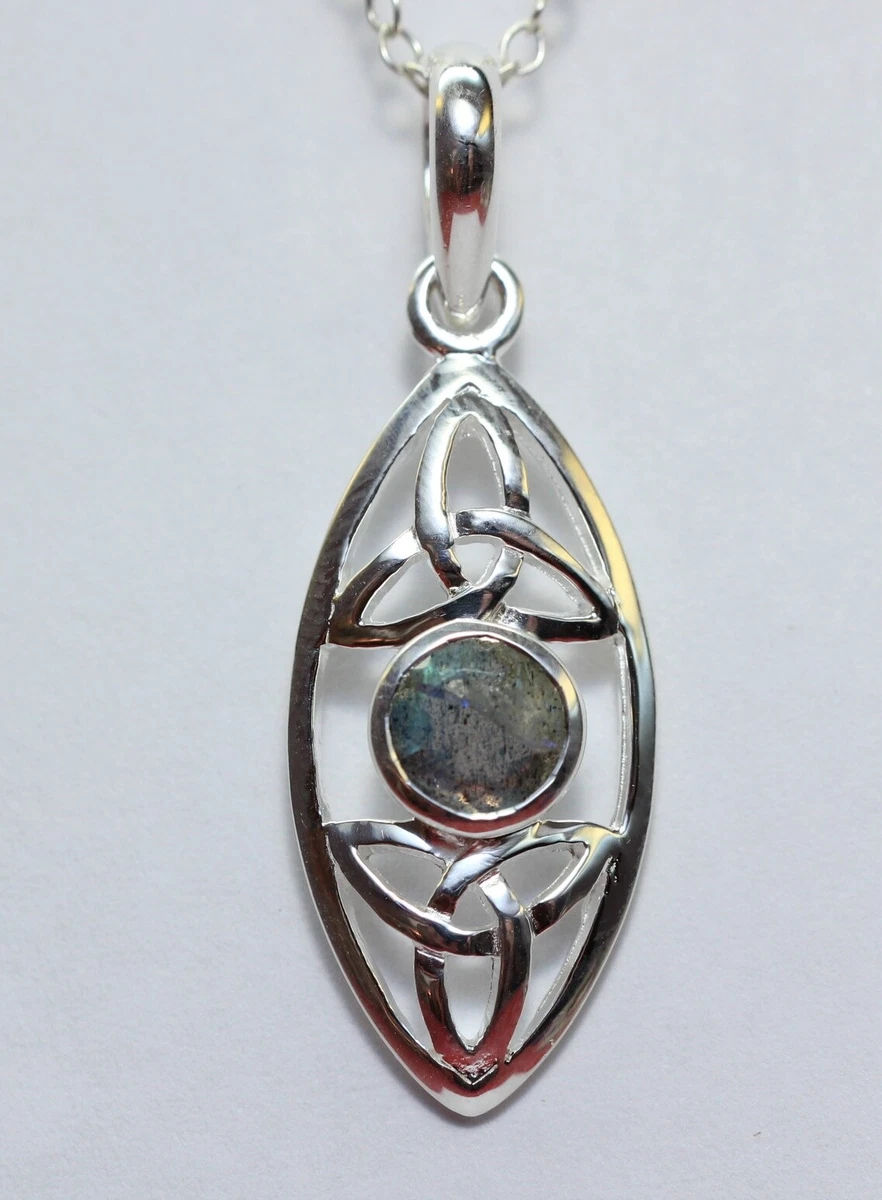 Ciondolo in argento sterling con labradorite: pietra preziosa iridescente, 5,5 cm