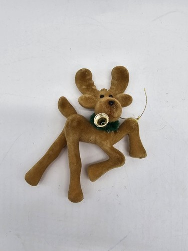 Vintage Flocked Reindeer Christmas Tree Ornament Kitschy MCM - Picture 5 of 5