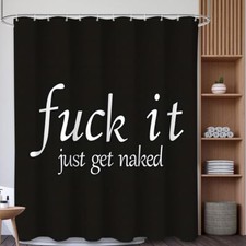 Get Naked Shower Curtain Bathroom Set Funny Black Durable Waterproof Polyeste...