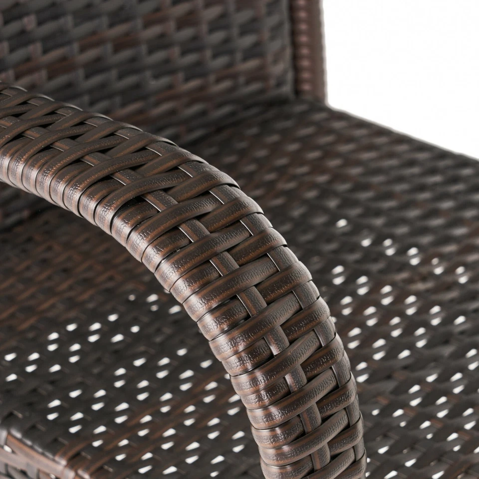 Taburete de bar Stewart de 30 pulgadas para exteriores de mimbre marrón (juego de 2) Foto 4 de 4