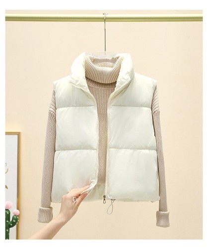 Kurze Ärmellose Weste für Damen mit Stehkragen und Zipper - Bild 10 von 13