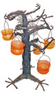Halloween Spooky Tree Black Metal Tree Wire Orange Glass Votive Holder Decor