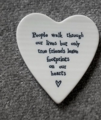 East of India Porcelain Heart Coaster, Friends Leave Footprints On Our Heart, BN