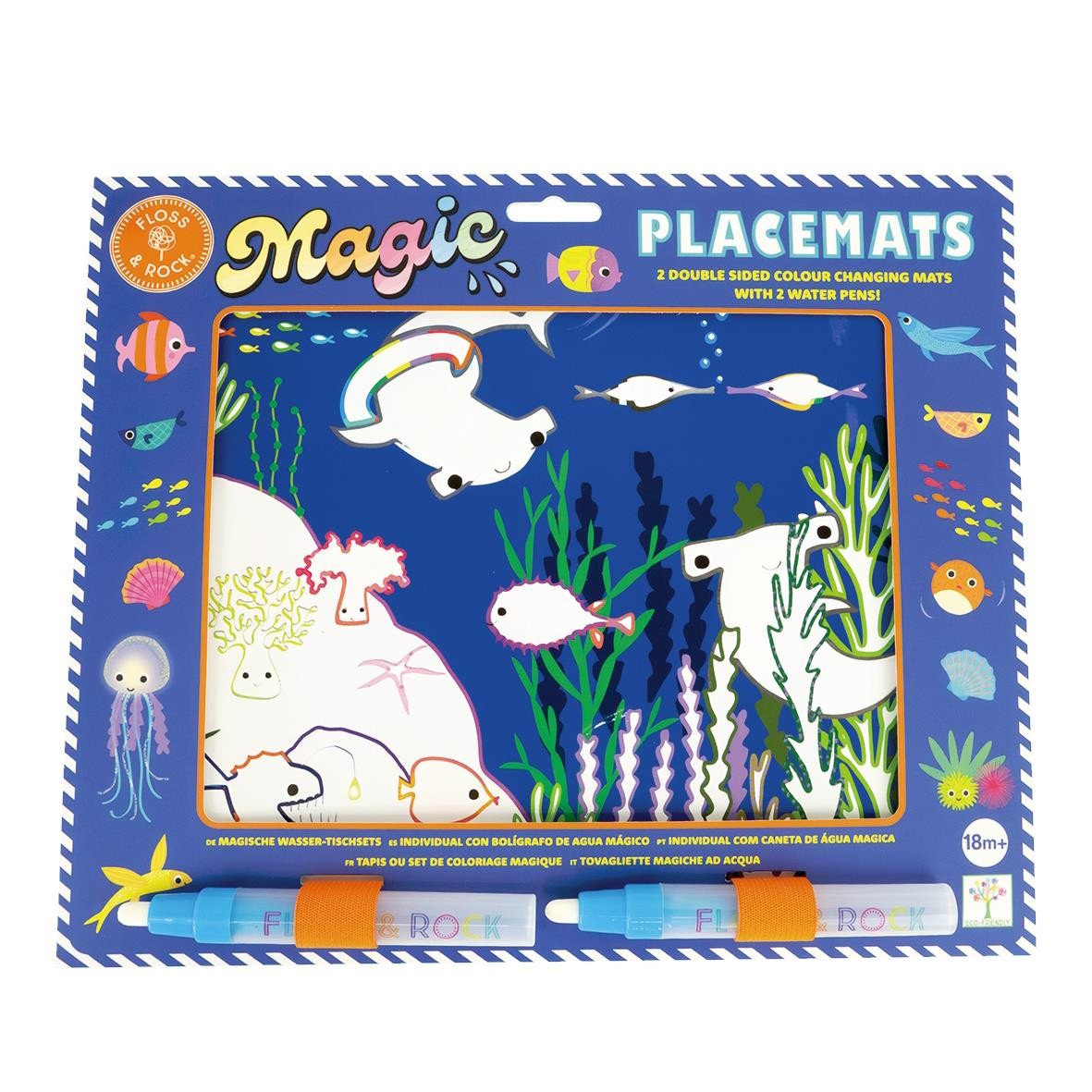 Kids Magic Water Placemats Ocean Animals Mess Free Reusable Colouring Travel