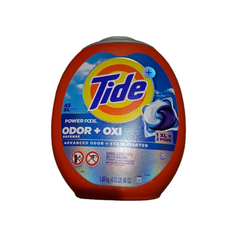 Tide Odor Defense + Oxi Laundry Detergent Pacs, Original 45 Count (Pack of 1) 