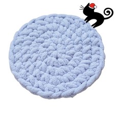 Cat Self-Warming Knitted Bed Mat, Extra-Soft Warm Round Washable Pads Cushion...