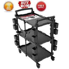 Portable Hyper Stack Collapsible Utility Cart Foldable Service Tool Cart Black