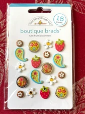 ONLY 1 - TUTTI FRUTTI BOUTIQUE BRADS BY DOODLEBUG SOOO CUTE - 18 COUNT