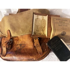 Rare WWI Military Memorabilia Lot: Handbook Model 1917, Photo, Officer Carry Bag