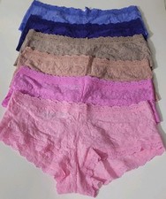 HANKY PANKY SIGNATURE LACE BOYSHORTS PANTIES SET OF 6 ASSORTED COLORS SIZE L