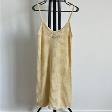 Enza Costa Linen Open Knit Piscine Dress Antique Cream NWT Size Small