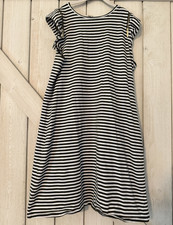 Michael Michael Kors Striped Shift Dress Black/White Scoop Neck Ruffle M
