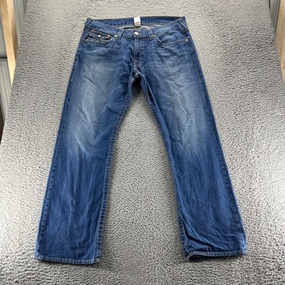 パンツ TRUE RELIGION STRAIGHT JEAN W30 True Religion Men's Ricky Big T Straight Leg Jean with Back Flap