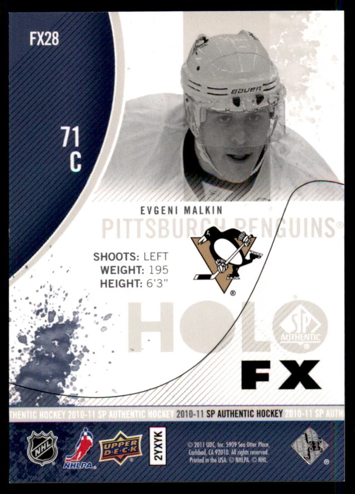 2010-11 SP Authentic #FX28 Evgeni Malkin Holo F/X - Image 2 of 2